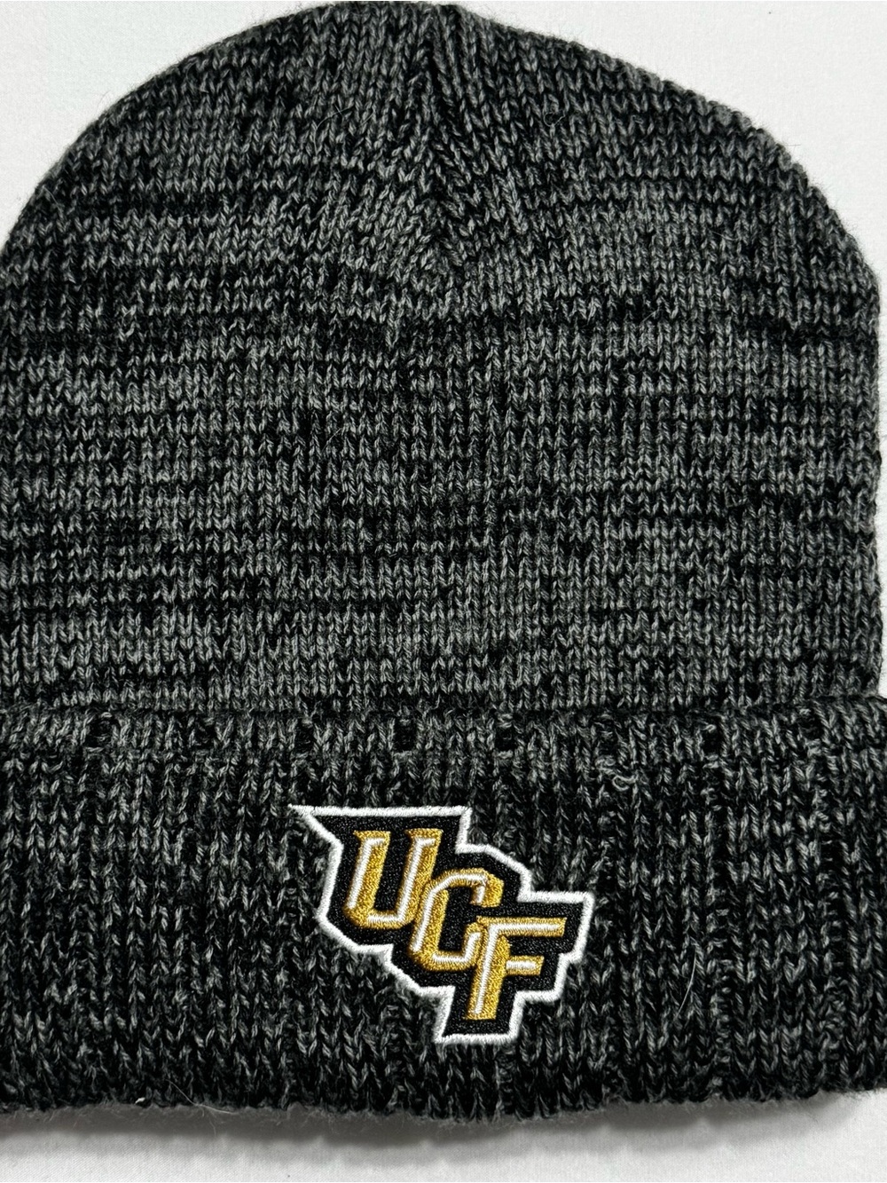 UCF Knights Black Gray Marled Knit Cuffed Beanie Embroidered Logo